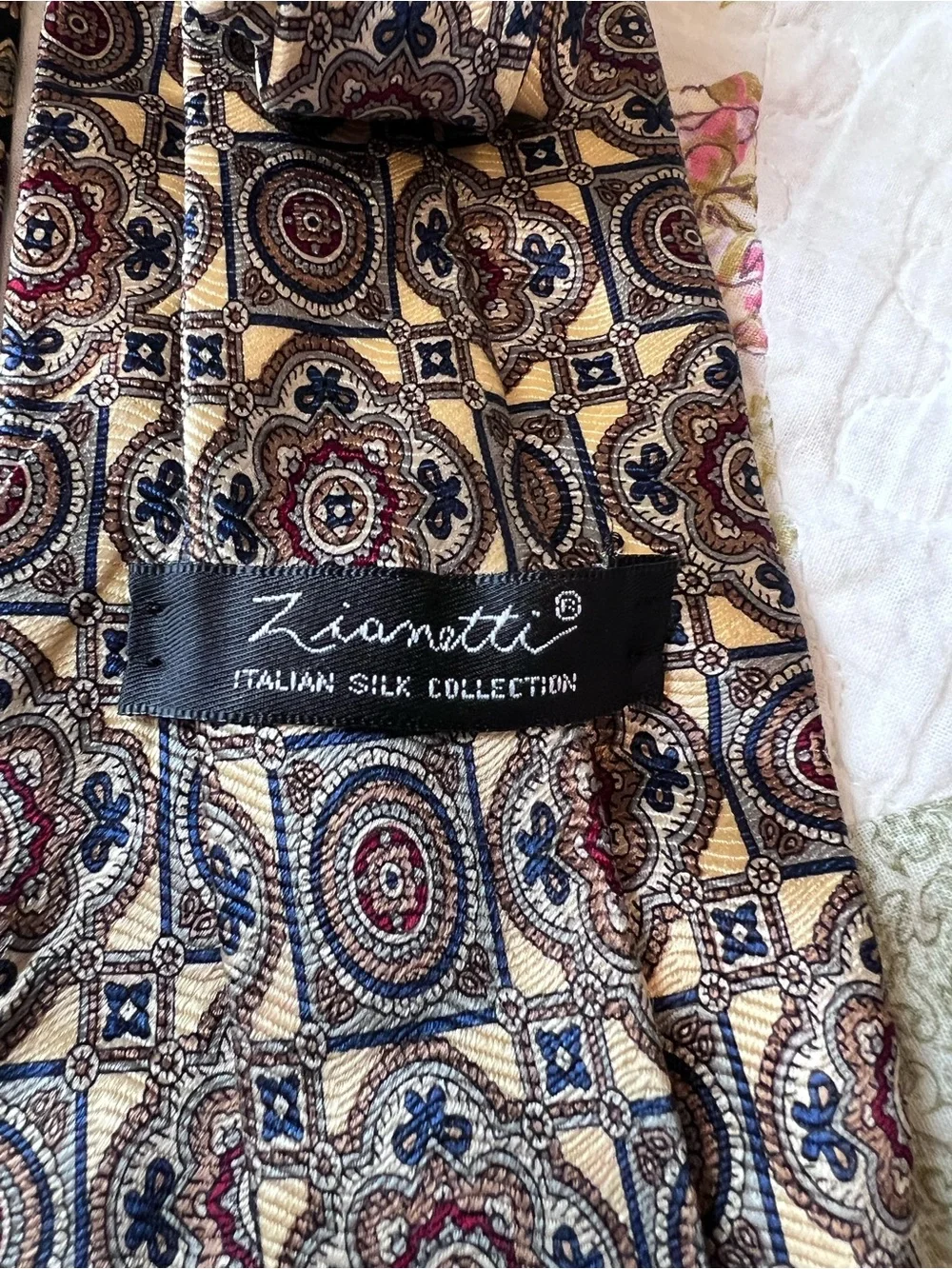 Zianetti Italian Silk Collection Tie Bundle Geometric Medallion 2pc Lot